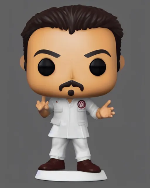 Image similar to full body 3d render of Imran Khan as a funko pop, studio lighting, white background, blender, trending on artstation, 8k, highly detailed