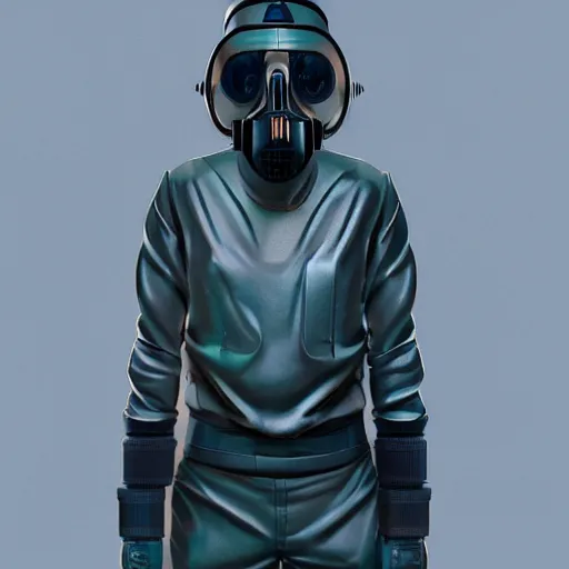 Image similar to teenager wearing futuristic boiler suit and gas mask, science fiction concept art, 8K render octane high definition cgsociety