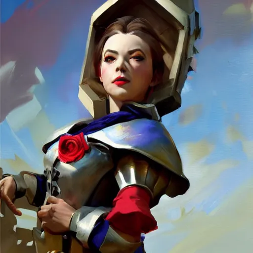 Image similar to greg manchess portrait painting of partially armored alice from alice in wonderland as overwatch character, medium shot, asymmetrical, profile picture, organic painting, sunny day, matte painting, bold shapes, hard edges, street art, trending on artstation, by huang guangjian, gil elvgren, ruan jia, randy vargas, greg rutkowski