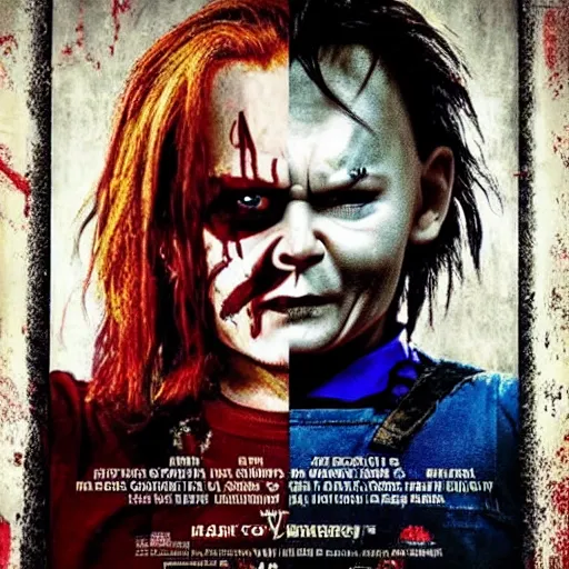 Image similar to Chucky versus Johnny Depp movie poster