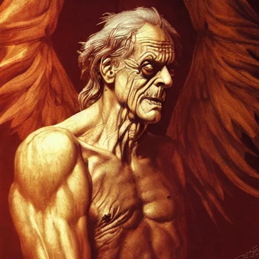 Image similar to Christopher Lloyd as belial, full_body!!, dungeons and dragons, highly_detailed!!, Highly_detailed_face!!! , artstation, concept art, sharp focus, illustration, art by Leonardo da Vinci and Michelangelo and Botticelli