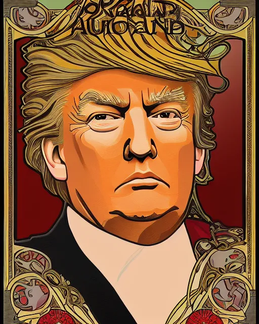 Prompt: highly detailed portrait of donald trump by Alphonse Mucha 4k resolution