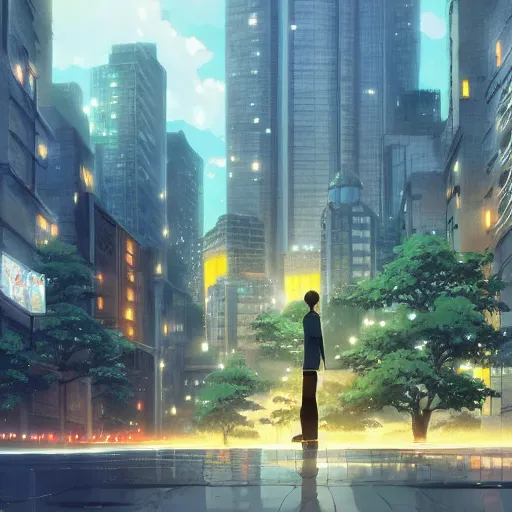 Image similar to beautiful city landscape Makoto Shinkai