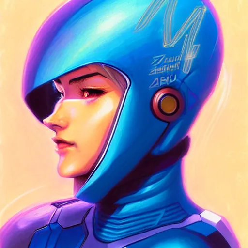 Prompt: head and shoulders portrait of Zero Suit Samus, illustration, medium shot, intricate, elegant, highly detailed, digital art, sharp lines, ffffound, art by Fernanda Suarez and Greg Manchess and Sachin Teng