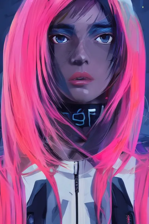 Image similar to poster woman with futuristic streetwear and hairstyle, colourful, model face, cute face, pretty face, 3/4 portrait, Galaxy eyes, beautiful, elegant, Anime by Kuvshinov Ilya, Cushart Krentz and Gilleard James, 4k, HDR, Trending on artstation, Behance, Pinterest, award winning