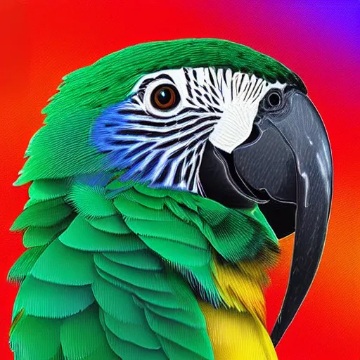 Image similar to a beautiful parrot with exotic colors, Digital art