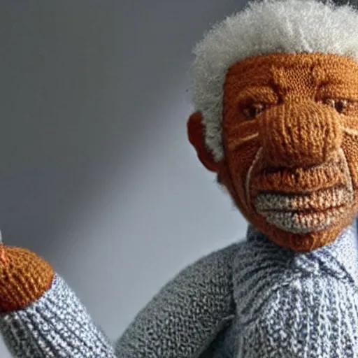 Image similar to knitted morgan freeman doll