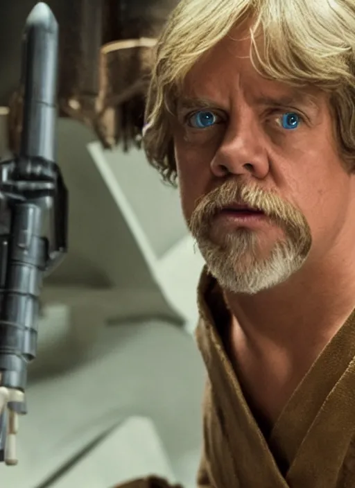 Prompt: luke skywalker in the muppets movie sitting in a cantina