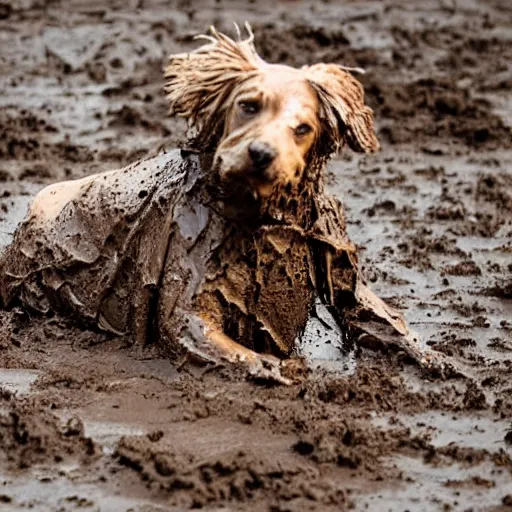 Image similar to a dirty dog rolling in mud. photo