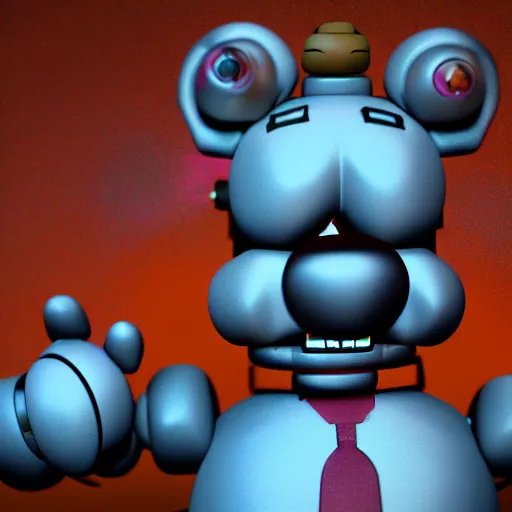 Image similar to five nights at freddy's, freddy fazbear, scott cawthon, octane render, creepy, animatronic,