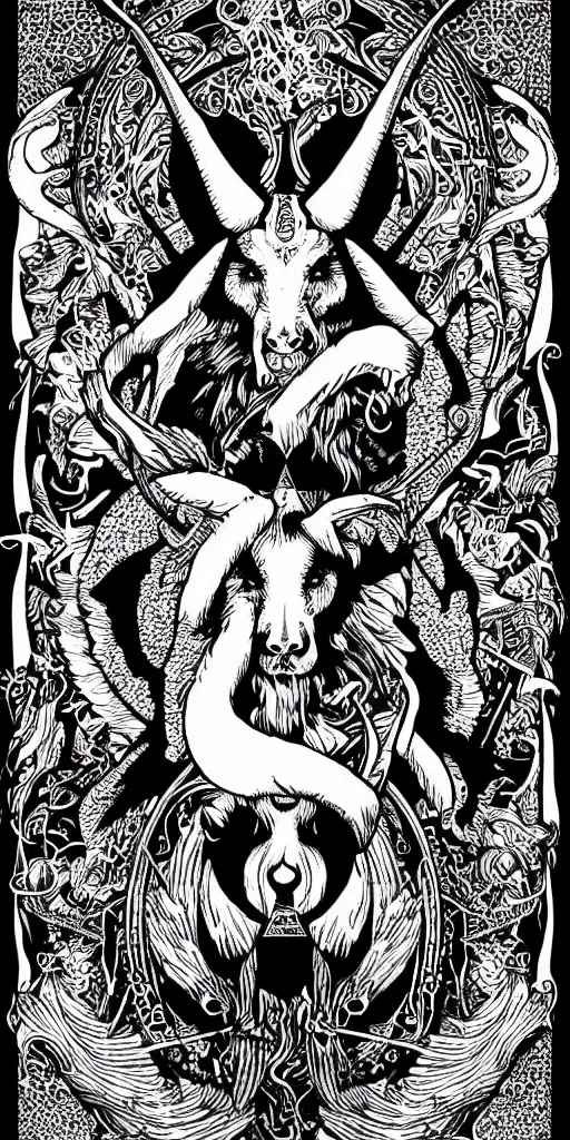 Image similar to baphomet black and white illustration creative design