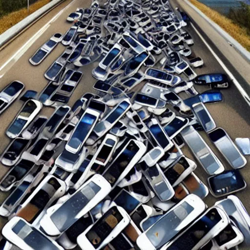 Image similar to pile of smartphones on highway, photo