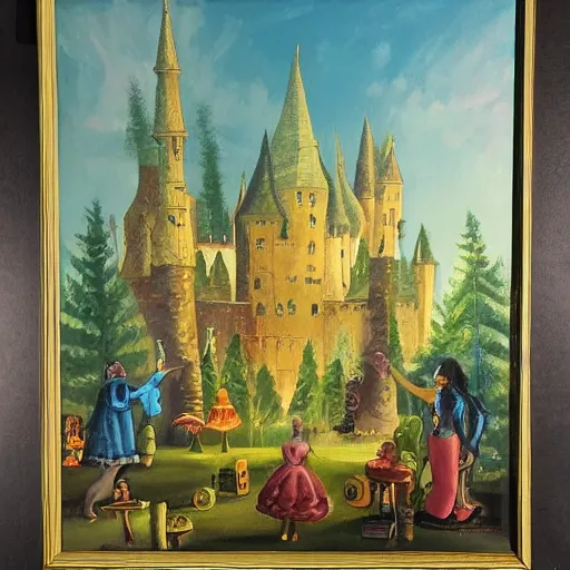 Image similar to john avon painting of the magic academy of raya lucaria