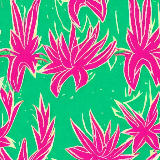 Prompt: bromeliad logo risograph vibrant