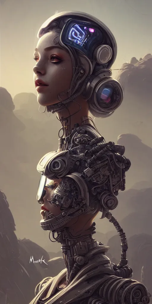 Image similar to ultra realistic style illustration, beautiful alluring nasa cyborg in an apocalyptic wasteland, gorgeous face, cyberpunk, sci - fi, fantasy, intricate, elegant, highly detailed, digital painting, artstation, concept art, smooth, sharp focus, illustration, art by mansik yang and rashed alakroka and simon stalenhag and wlop