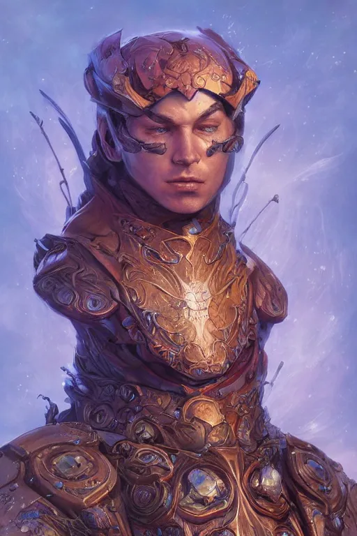 Prompt: portrait of the wizard beetle dreamer wearing reef breastplate by artgerm and Craig Mullins, James Jean, Andrey Ryabovichev, Mark Simonetti and Peter Morbacher 16k