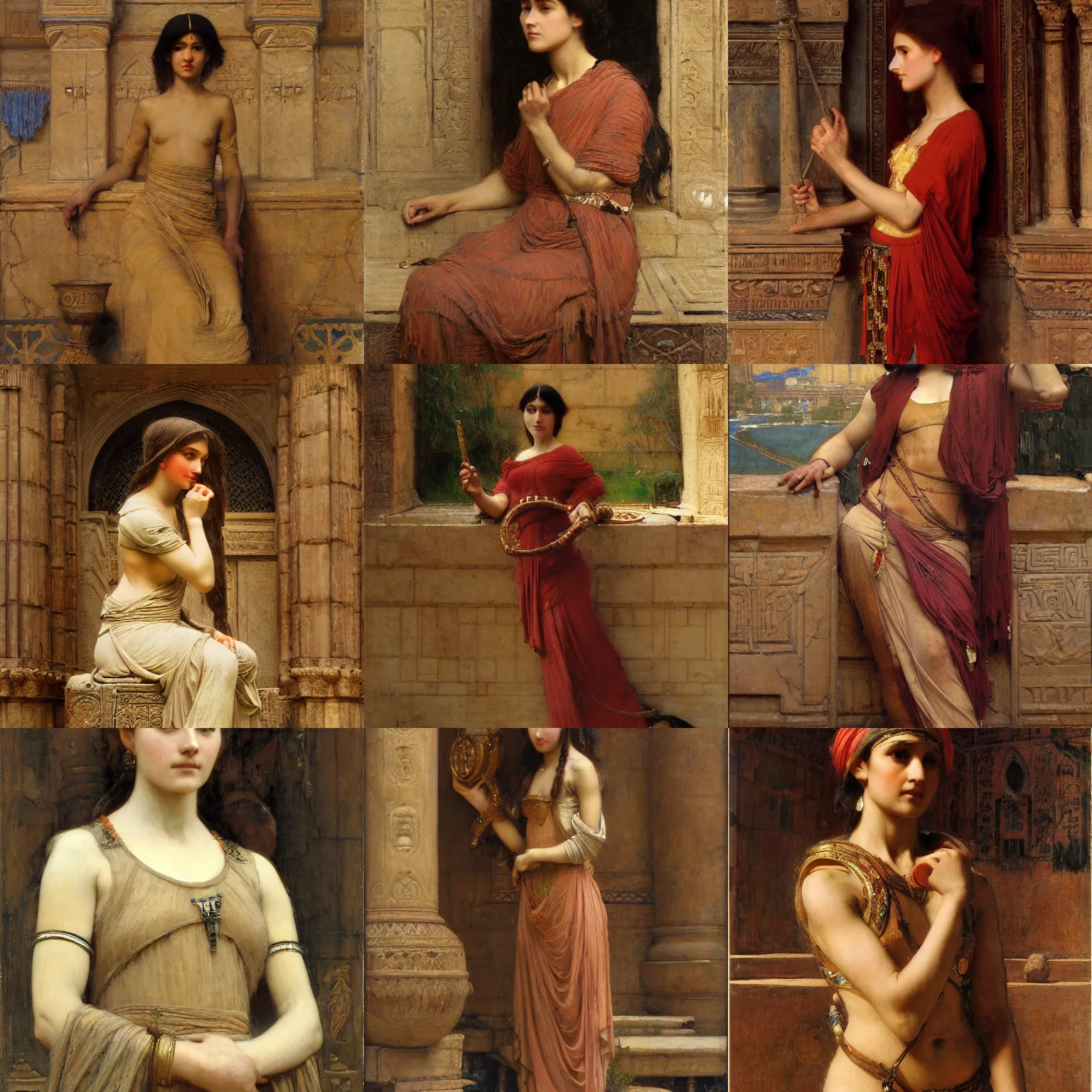 Prompt: orientalist portrait of a woman in a sandstone intricate portrait by john william waterhouse and Edwin Longsden Long and Theodore Ralli and Henryk Siemiradzki, levitation, industrial rusty pipes, simple form, brutal shapes high detail 8k