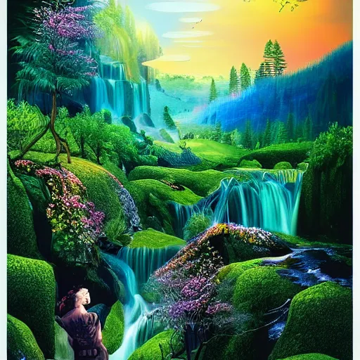 Image similar to the future in harmony with nature. Beautiful detailed poster by Lurid. (2022)