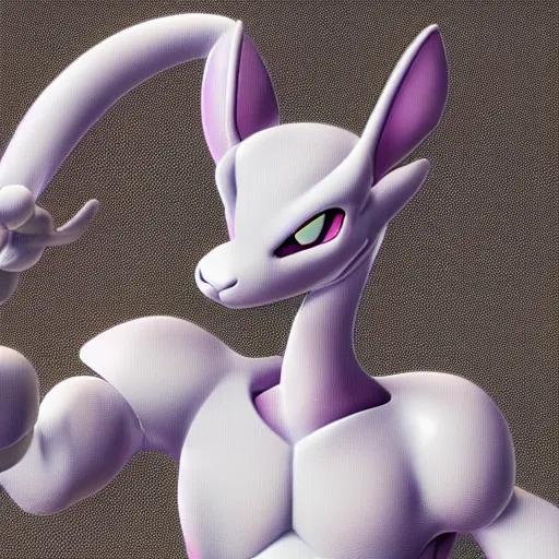 Image similar to Mewtwo From Pokemon, 8k, hyperrealistic, HD, Exquisite Detail