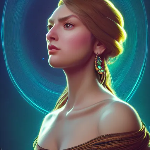 Image similar to wide angle full body portrait of a female Neelix, with a perfect face and perfect body, thin waist, intricate, single face, psychedelic, highly detailed, digital painting, artstation, concept art, smooth, sharp focus, illustration, Unreal Engine 5, 8K, art by artgerm and greg rutkowski and alphonse mucha