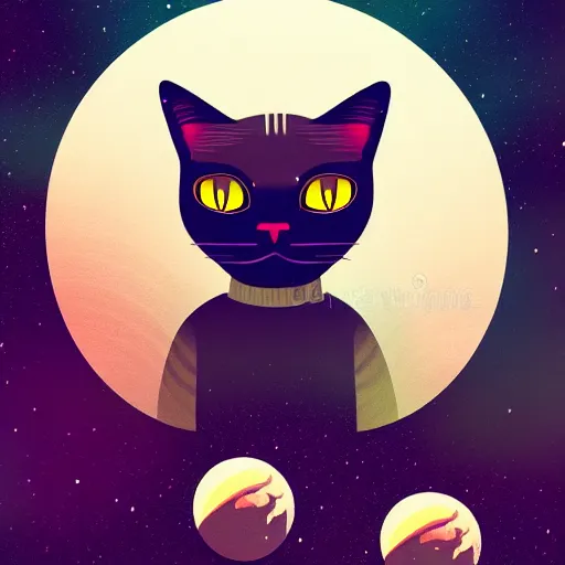 Prompt: a cat sitting on planet earth, space in background, astronaut, illustration, digital art, trending on artstation