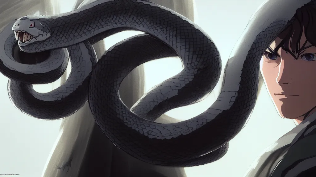 Prompt: portrait, snake from metal gear, studio ghibli, pixar and disney animation, sharp, rendered in unreal engine 5, highly detailed, digital painting, artstation, concept art, smooth, sharp focus, illustration, wide angle, artbook, wallpaper, splash art, promo art, dramatic lighting, art by artgerm and greg rutkowski and bo chen and jin xiaodi
