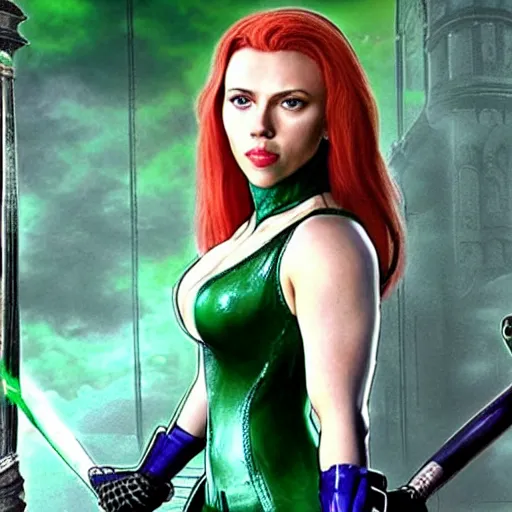 Image similar to Scarlett Johansson as Ivy from Soul Calibur