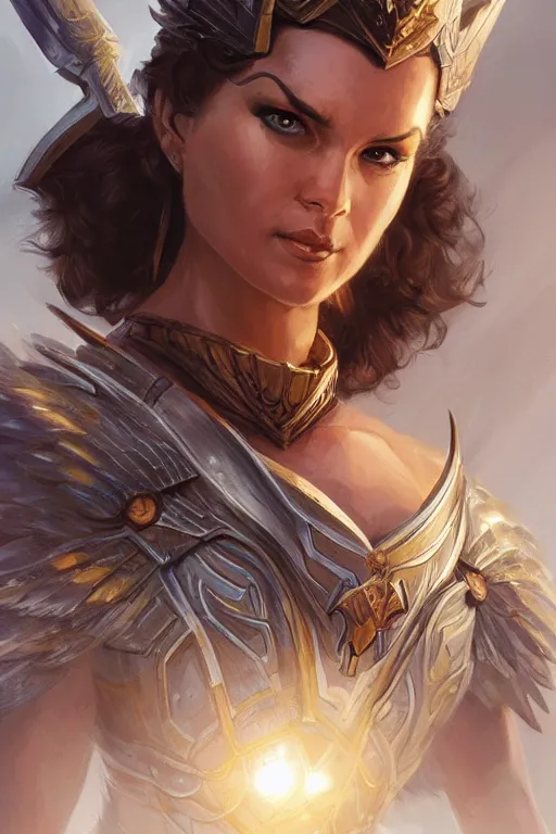 Image similar to amazon valkyrie athena, d & d, fantasy, portrait, highly detailed, headshot, digital painting, trending on artstation, concept art, sharp focus, illustration, art by artgerm and greg rutkowski and magali villeneuve