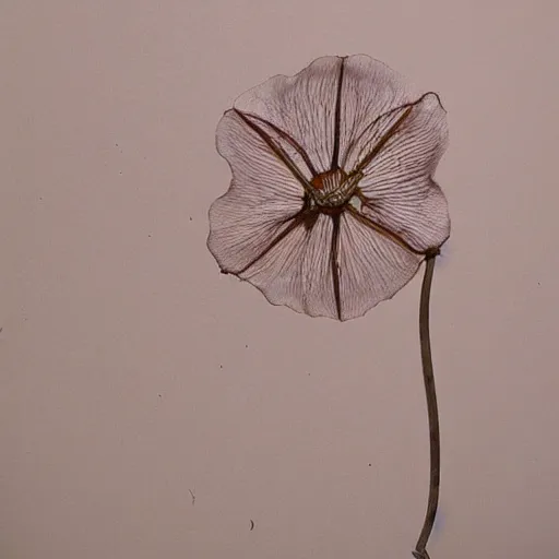 Prompt: The sculpture is a beautiful and haunting work of art of a series of images that capture the delicate beauty of a flower in the process of decaying. The colors are muted and the overall effect is one of great sadness. photorealism by George Tice, by Eugene von Guerard, by Hideyuki Kikuchi aesthetic, muted