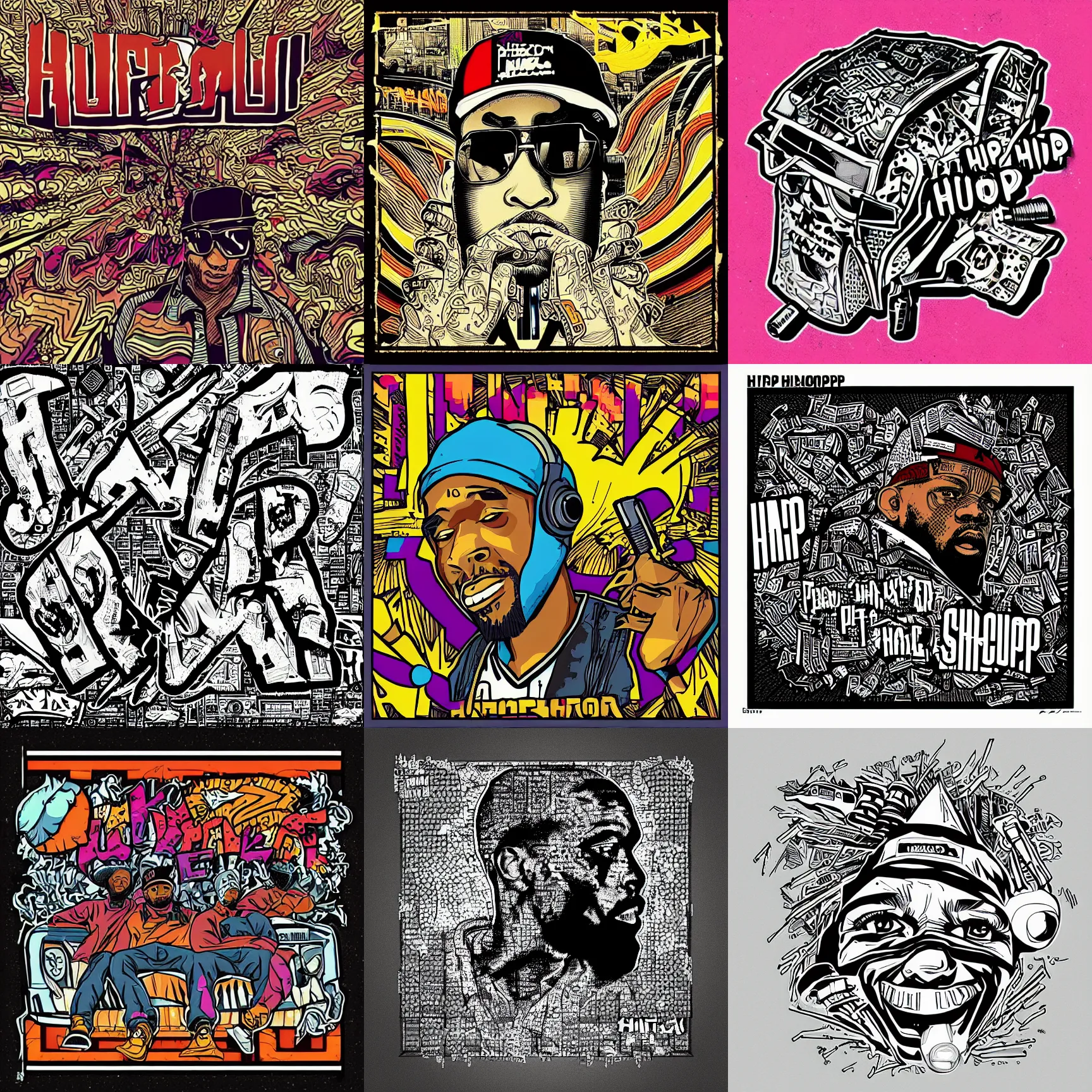 Prompt: hip - hop album art cover, pen & pixel style