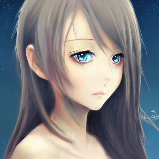 Image similar to anime, digital art, beautiful portrait of a girl by Sam Yang