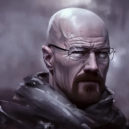 Prompt: Walter white as a dark fantasy warrior, made by Greg Rutkowski