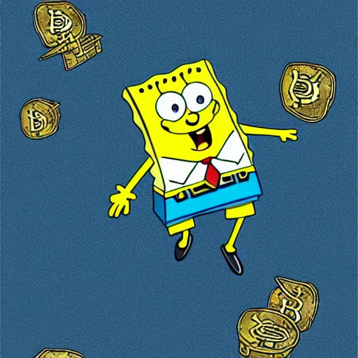 Prompt: spongebob investing in bitcoin