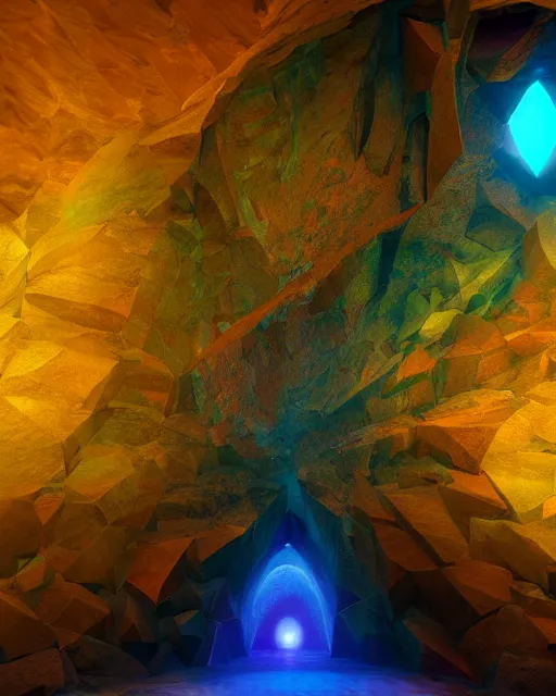 Image similar to the most beautiful star system inside of a crystal clear cave,, coherent design, symmetrical, concept art, vivid color, complementary color, golden ratio, detailed, sharp lines, intricate, rainbowshift, in unreal engine, octane render