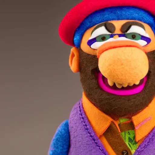 Image similar to prison mike as a muppet. highly detailed felt. hyper real photo. 4 k.