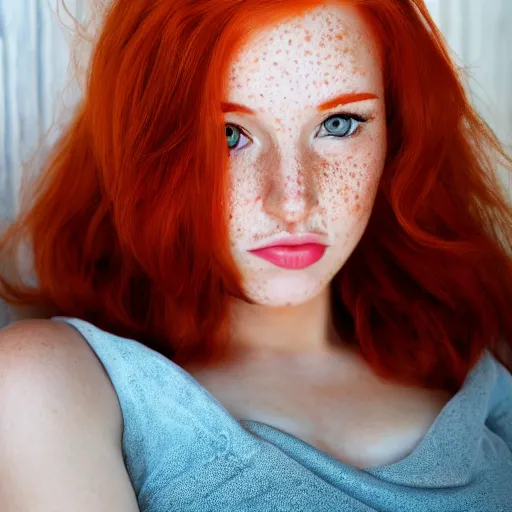 Image similar to close up portrait photo of a real beauty redhead freckles, 8k, masterpiece, pinup, highly detailed, smooth, sharp focus