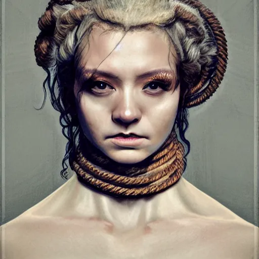 Image similar to portrait of a Shibari rope wrapped face and neck, headshot, insanely nice professional hair style, dramatic hair color, digital painting, of a old 18th century, Royal Emperor, amber jewels, baroque, ornate clothing, scifi, realistic, hyperdetailed, chiaroscuro, concept art, art by Franz Hals and Jon Foster and Ayami Kojima and Amano and Karol Bak,