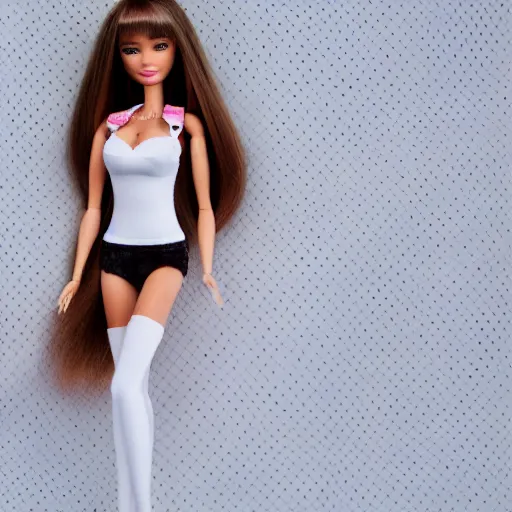 anime barbie in white, on the banana, lace underwear