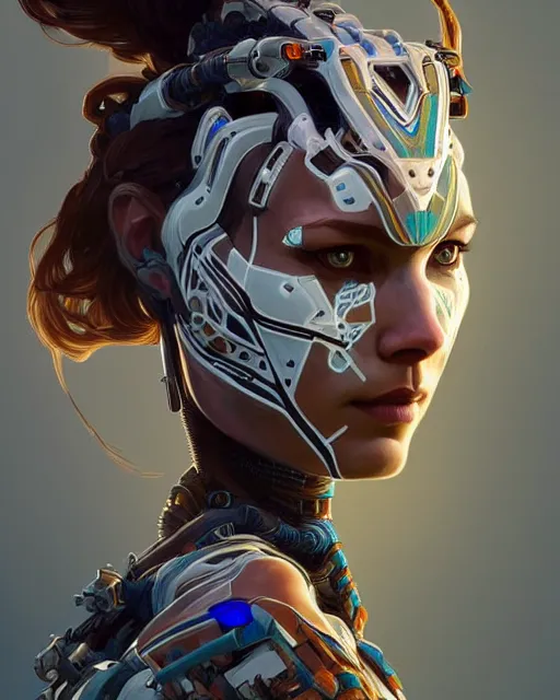 Prompt: symmetry!! portrait of a machine from horizon zero dawn, machine face, pharoanic look, intricate, elegant, highly detailed, digital painting, artstation, concept art, smooth, sharp focus, illustration, art by artgerm and greg rutkowski and alphonse mucha, 8 k