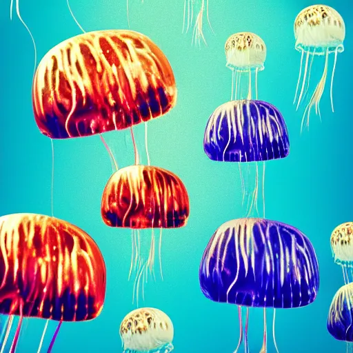 Prompt: hamburger mix jellyfish, cg, 8 k, surrealistic, sharp focus, style by andy warhol