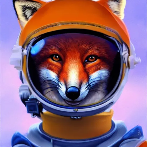 Image similar to A Fox Astronaut, oil painting, artstation, award winning,