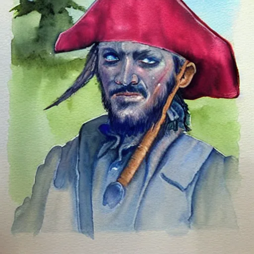 Image similar to watercolor painting of a pirate from the settlers of catan