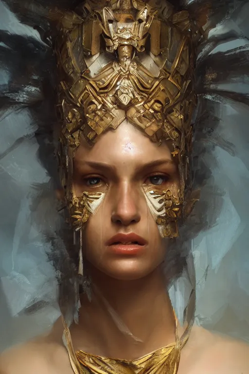 Image similar to trojan girl, joyful, close-up portrait, intricate, elegant, volumetric lighting, scenery, digital painting, highly detailed, artstation, sharp focus, illustration, concept art, ruan jia, steve mccurry