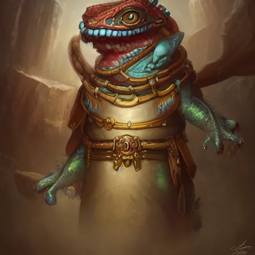 Prompt: Cute anthropomorphic Gecko as a Bogatur in Ancient Kazakh Khanate, cover art, ultra wide lens shot, pretty, beautiful, DnD character art portrait, matte fantasy painting, DeviantArt Artstation, by Jason Felix by Steve Argyle by Tyler Jacobson by Peter Mohrbacher, cinematic lighting