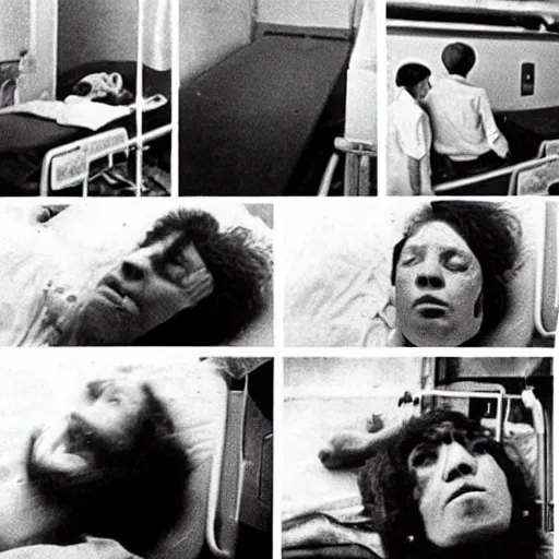 Image similar to photographs found from a lost hard drive that show horrifying images of special cases in a hospital, 1 9 7 4, cursed footage