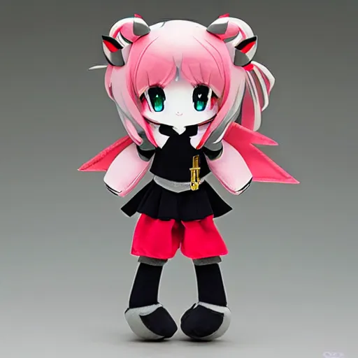 Prompt: cute fumo plush of a girl who is locked on and ready to fire at her target, combined arms, anime girl