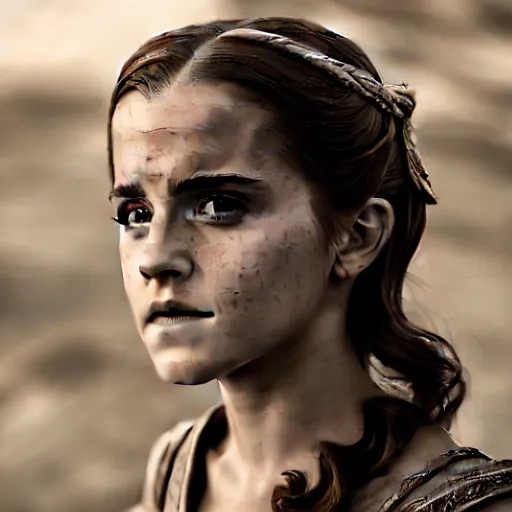 Image similar to Emma Watson as Daenerys Targaryen, XF IQ4, f/1.4, ISO 200, 1/160s, 8K, Sense of Depth, color and contrast corrected, Nvidia AI, Raytracing, Dolby Vision, in-frame