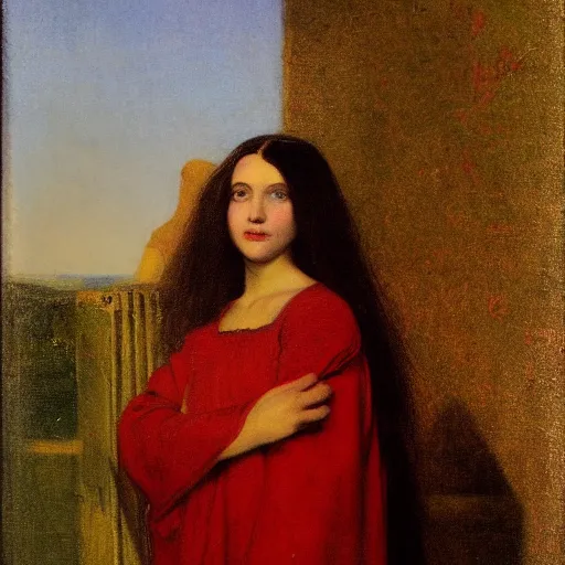 Prompt: photo of young woman by arnold bocklin