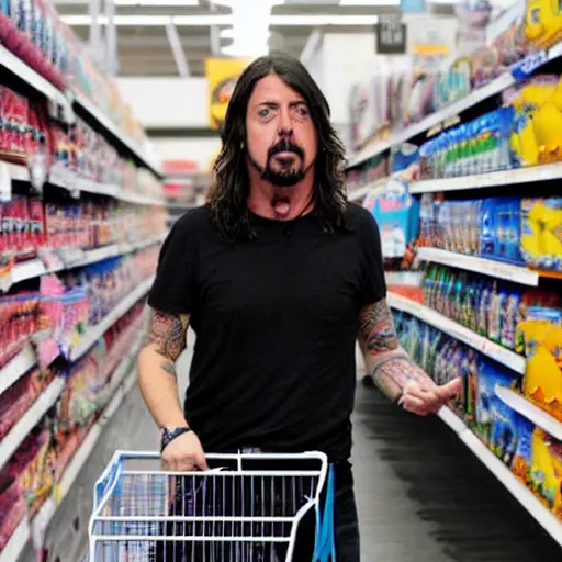 Image similar to dave grohl shopping for tampons at walmart