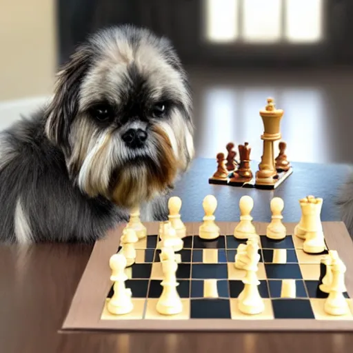 Image similar to shi tzu playing chess